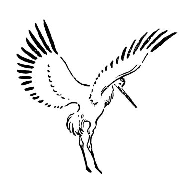 El çizilmiş kroki beyaz arka plan üzerinde leylek illüstrasyon vektör