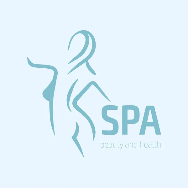 Icono del logotipo de fitness femenino. Deportes, salud, spa, yoga, logotipo del vector de belleza. Logo de silueta de mujer. Logotipo de dieta. Logo del salón de spa — Vector de stock