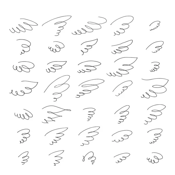 Набор иконок векторных крыльев на белом фоне — стоковый вектор