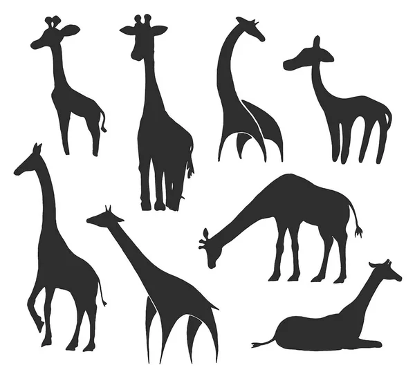 Illustration vectorielle dessinée à la main de la silhouette girafe — Image vectorielle