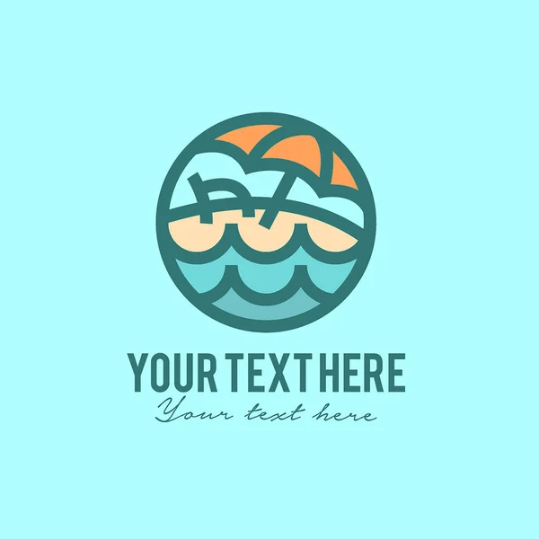 Abstracte strand golven ontwerp rond het thema zomer lekkernijen concept organisatie van strand partijen logo ontwerpsjabloon — Stockfoto