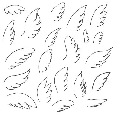 Vektör simge illüstrasyon seti beyaz arka plan üzerinde izole kanat