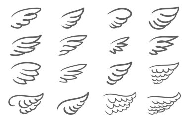 Vektör simge illüstrasyon seti beyaz arka plan üzerinde izole kanat
