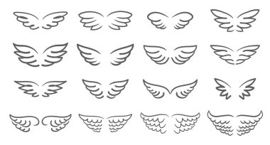 Vektör simge illüstrasyon seti beyaz arka plan üzerinde izole kanat