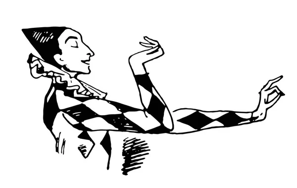 Vettore Schizzo disegnato a mano di buffone illustrazione su sfondo bianco — Vettoriale Stock