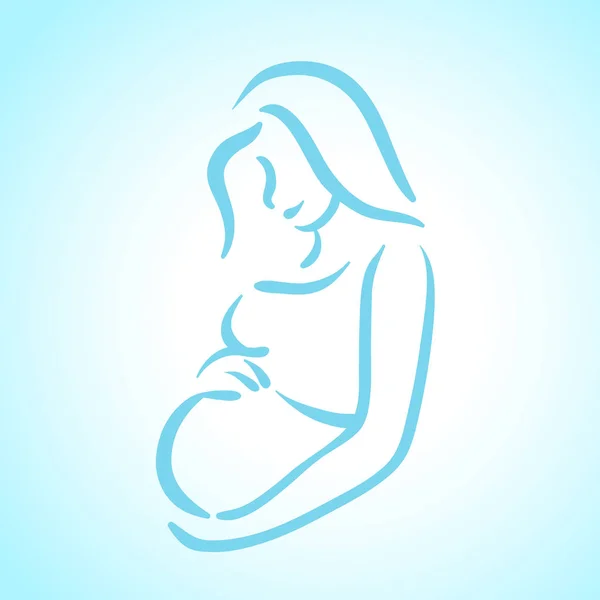 Schwangere Frauen Vektor-Symbol und Vorlage blaue Abbildung — Stockvektor