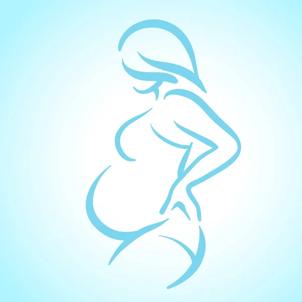 Pregnant women vector icon and template blue illustration — Stock Vector