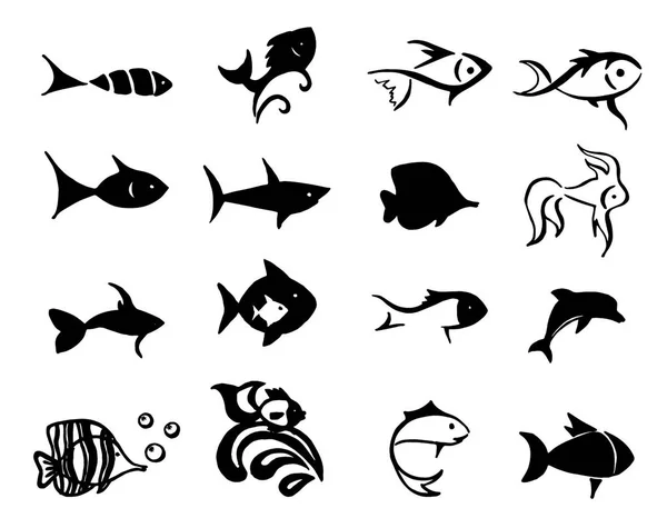 Vector Dibujo dibujado a mano de ilustración de peces sobre fondo blanco — Vector de stock