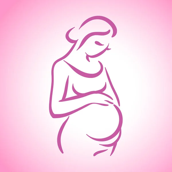 Pregnant women vector icon and template blue illustration — Stock Vector