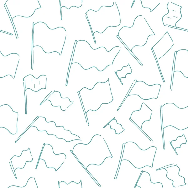 Vektor Hand ritad skiss av flagga sömlös borrhålsinstruktionen på vit bakgrund — Stock vektor