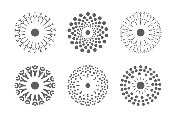 抽象 dandelion 花标志与种子集合, 花剪影设计元素向量例证 — 图库矢量图片