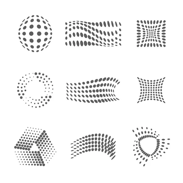 Набор векторных шаблонов Halloone и Dots. Абстрактные фигуры . — стоковый вектор