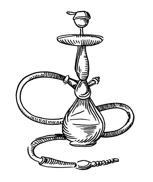 Vector Esboço desenhado à mão da ilustração do narguilé sobre fundo branco —  Vetores de Stock