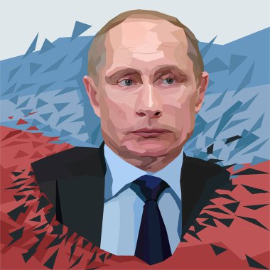 Vector Vladimir Putin, president of Russia polygonal portrait illustration on white background clipart