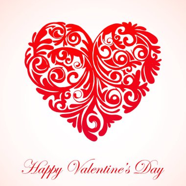 Mutlu Sevgililer günü tipografik yazı pembe arka plan ile beyaz kalp vektör çizim üzerinde 