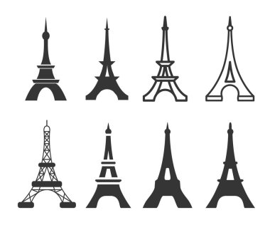 Vektör el Paris ünlü bina silueti beyaz zemin üzerine çizilen illüstrasyon.