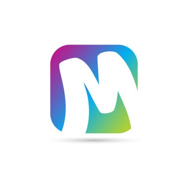M harfi logo simge vektör illüstrasyon kavramı. Beyaz arka plan üzerinde renkli