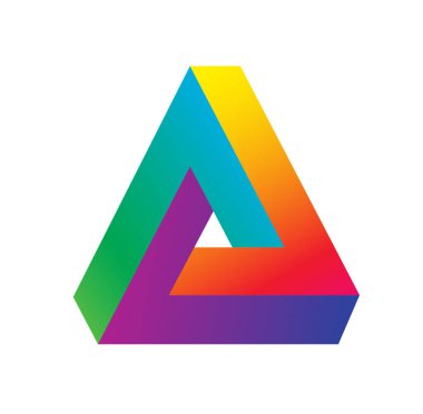 Üçgen logo izometrik, sonsuzluk keskin köşe geometrik şekil yanılsama, hipster monogram converge örtüşen satırı sonsuz simgesi, yenilik teknoloji delta amblemi