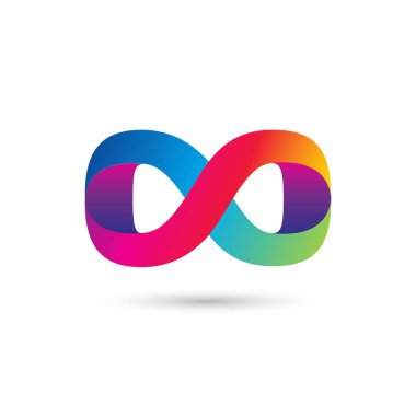 Sonsuzluk logo vektör illüstrasyon kavramı. Beyaz arka plan üzerinde renkli