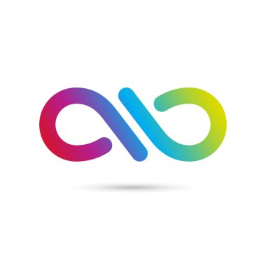 Sonsuzluk logo vektör illüstrasyon kavramı. Beyaz arka plan üzerinde renkli