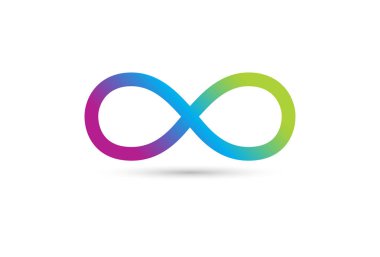 Sonsuzluk logo vektör illüstrasyon kavramı. Beyaz arka plan üzerinde renkli