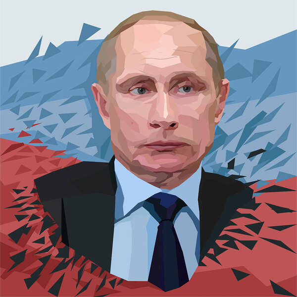 Vector Vladimir Putin, president of Russia polygonal portrait illustration on white background