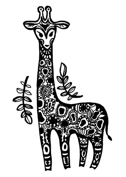 Vektor handgezeichnete Illustration der Silhouette der Giraffe — Stockvektor