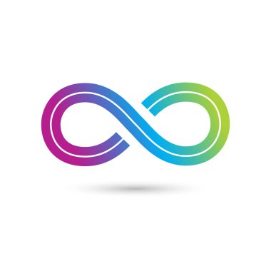 Sonsuzluk logo vektör illüstrasyon kavramı. Beyaz arka plan üzerinde renkli