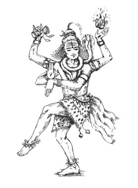 Lord Shiva, Nataraja biçimde Shivratri için Hint Hindu Tanrı dans vektör çizim