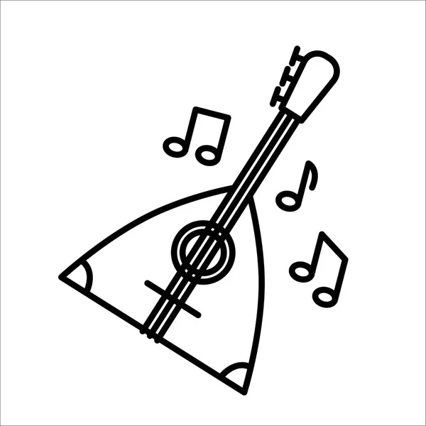 Vector illustratie concept van fluit Balalaika muziekinstrument. Zwart op witte achtergrond — Stockvector