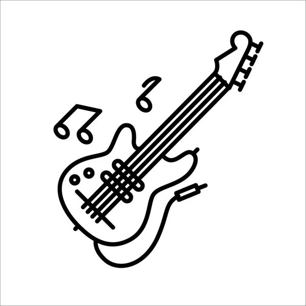 Vector εικονογράφηση έννοια της φλάουτο, κιθάρα μουσικό όργανο. Μαύρο σε λευκό φόντο — Διανυσματικό Αρχείο