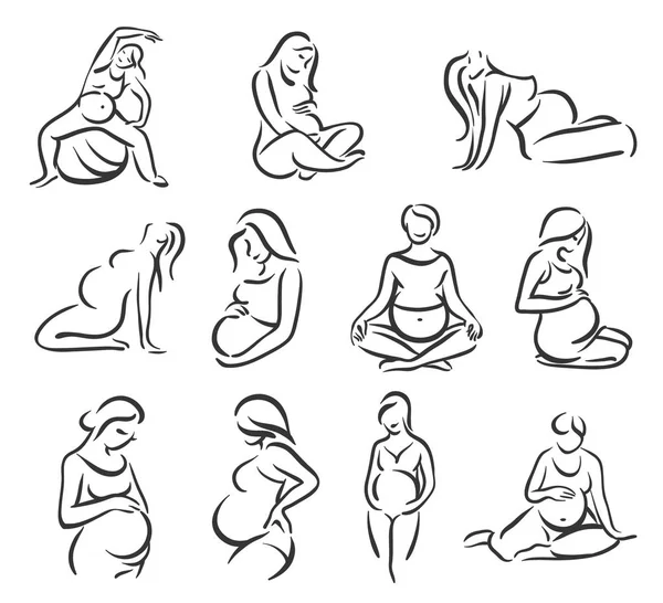 Vector Illustration Concept Pregnant Yoga — Stock Vector