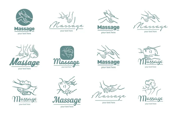 Logotipo do vetor do processo de massagem ilustração sobre fundo branco —  Vetores de Stock