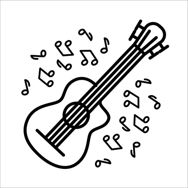 Vektor illustration begreppet flöjt gitarr musik instrumenterar. Svart på vit bakgrund — Stock vektor