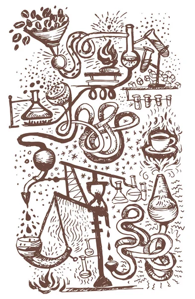 Illustration vectorielle concept de laboratoire de café. Brun sur fond blanc — Image vectorielle