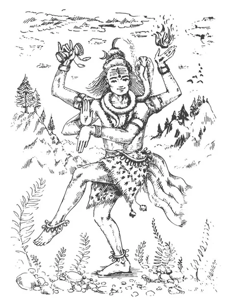 Illustration vectorielle de la danse Seigneur Shiva, Dieu indien de l'hindou pour Shivratri sous forme Nataraja — Image vectorielle