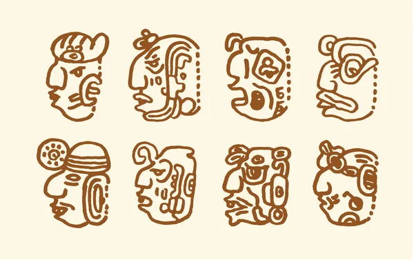 Векторна рука намальована ілюстрація піктограм майя на білому тлі . — стоковий вектор