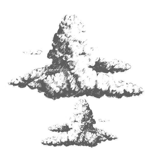 Векторный ручной рисунок абстрактных облаков на белом фоне — стоковый вектор