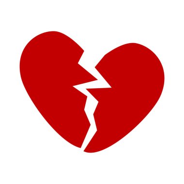 Kırık kırmızı kalp simgesi minimalizm vektör çizim simgesi