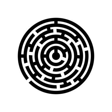 Vektör illüstrasyon çember labirent Maze kavramı. Beyaz arka plan üstünde kutsal kişilerin resmi