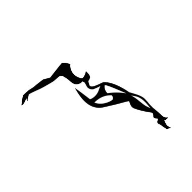 Elegance kadın poz Burlesque siluet simgeler vektör illüstrasyon kavramı. Siyah beyaz arka plan