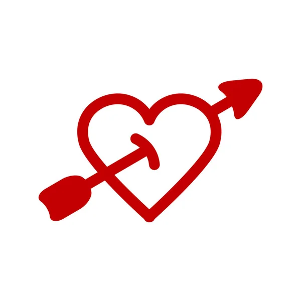 Red Heart ikona minimalizm wektor ilustracja symbol ze strzałką — Wektor stockowy