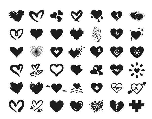 向量例证概念42简单心脏集合。白色背景上的图标 — 图库矢量图片