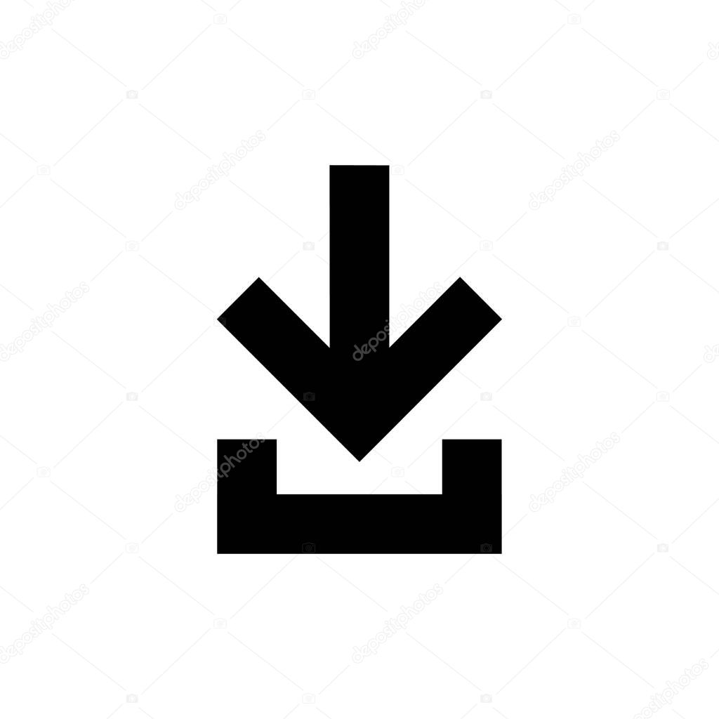 Vector illustration concept of download icon. Black on white background