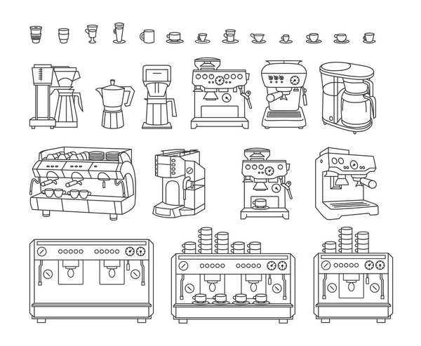 Concetto di illustrazione vettoriale della macchina da caffè. Nero su sfondo bianco — Vettoriale Stock