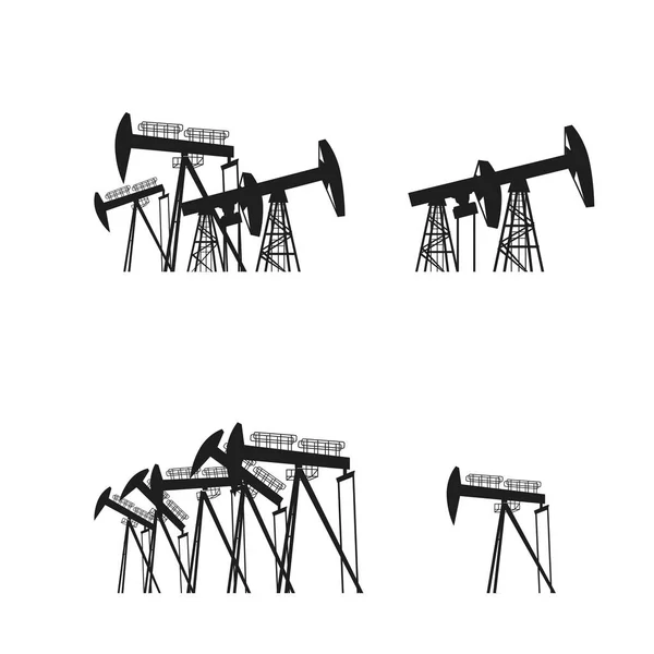 Silouette de plate-forme de production d'huile. Pictogramme noir sur fond blanc. Illustration vectorielle — Image vectorielle