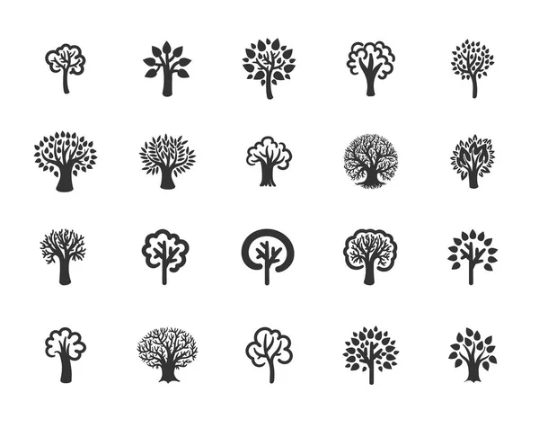 Vektor illustration begreppet träd. Svart på vit bakgrund — Stock vektor