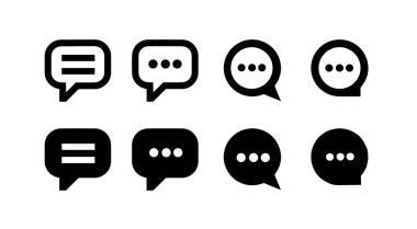 Konuşma balonu simgesinin vektör illüstrasyon kavramı. Beyaz arka planda siyah