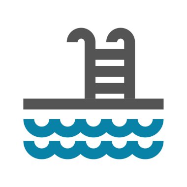 Yüzme Havuzu simge vektör illüstrasyon kavramı. Beyaz arka planda siyah