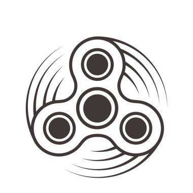 Spinner Icon - stres kabartma dikkat süresi iyileştirilmesi için oyuncak kıpır. Gri renkle doldurulmuş. İzole vektör çizim.